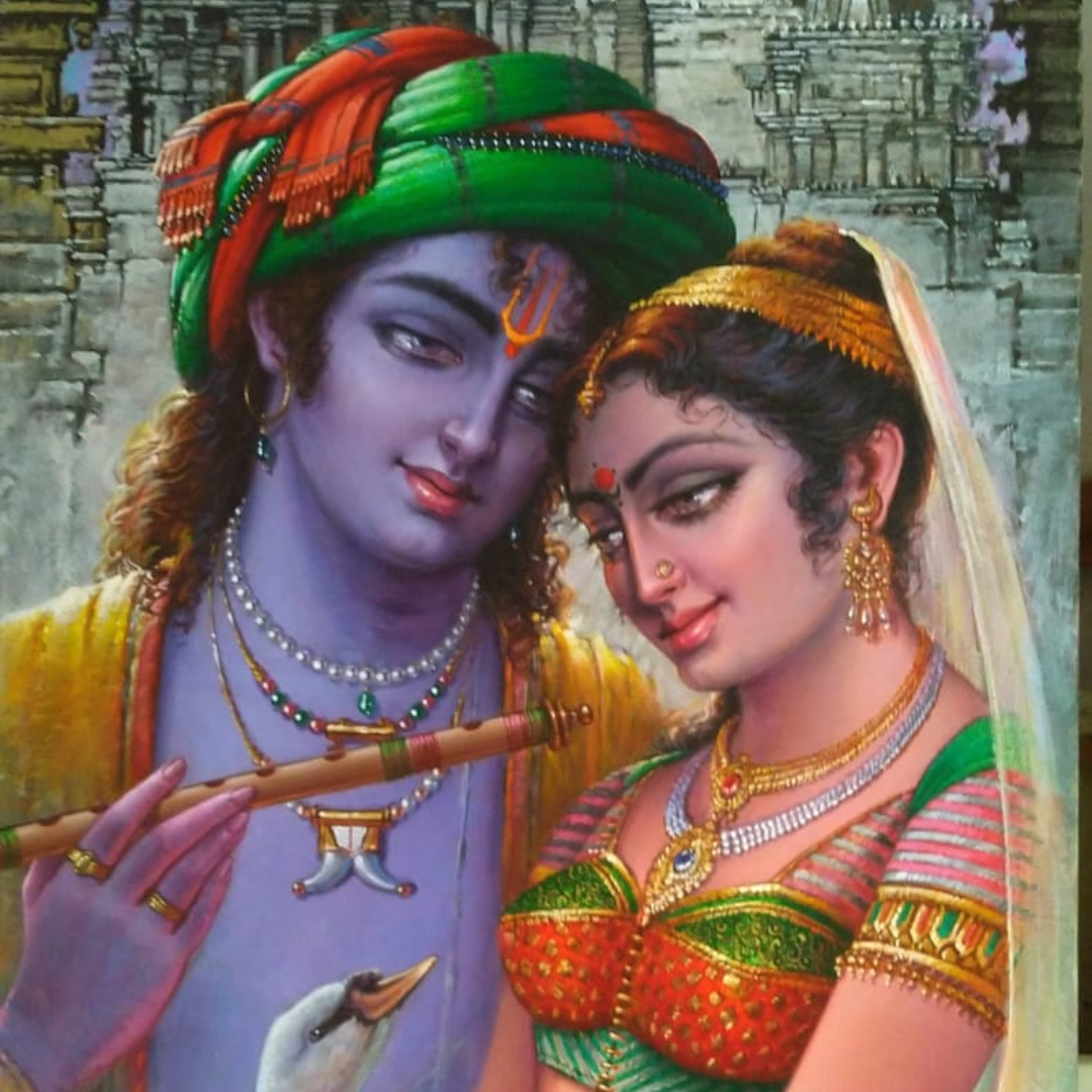 Krishna and Radh acrylic painting